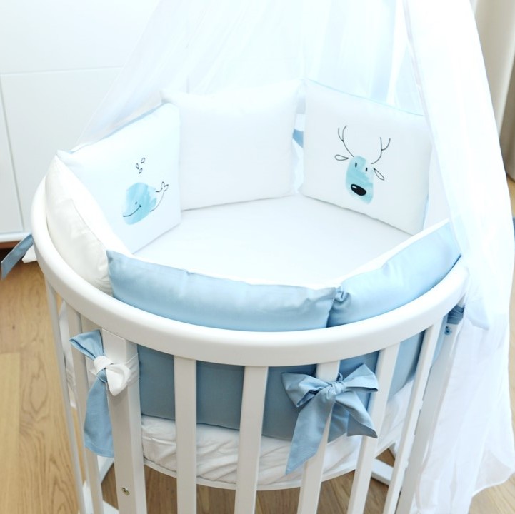 Комплект детского постельного белья для кроватки Bed "Акварель" голубой, бортики-подушки ELLIPSE ELLIPSE BED 351649 Белый;голубой Santreyd  - Вид №3