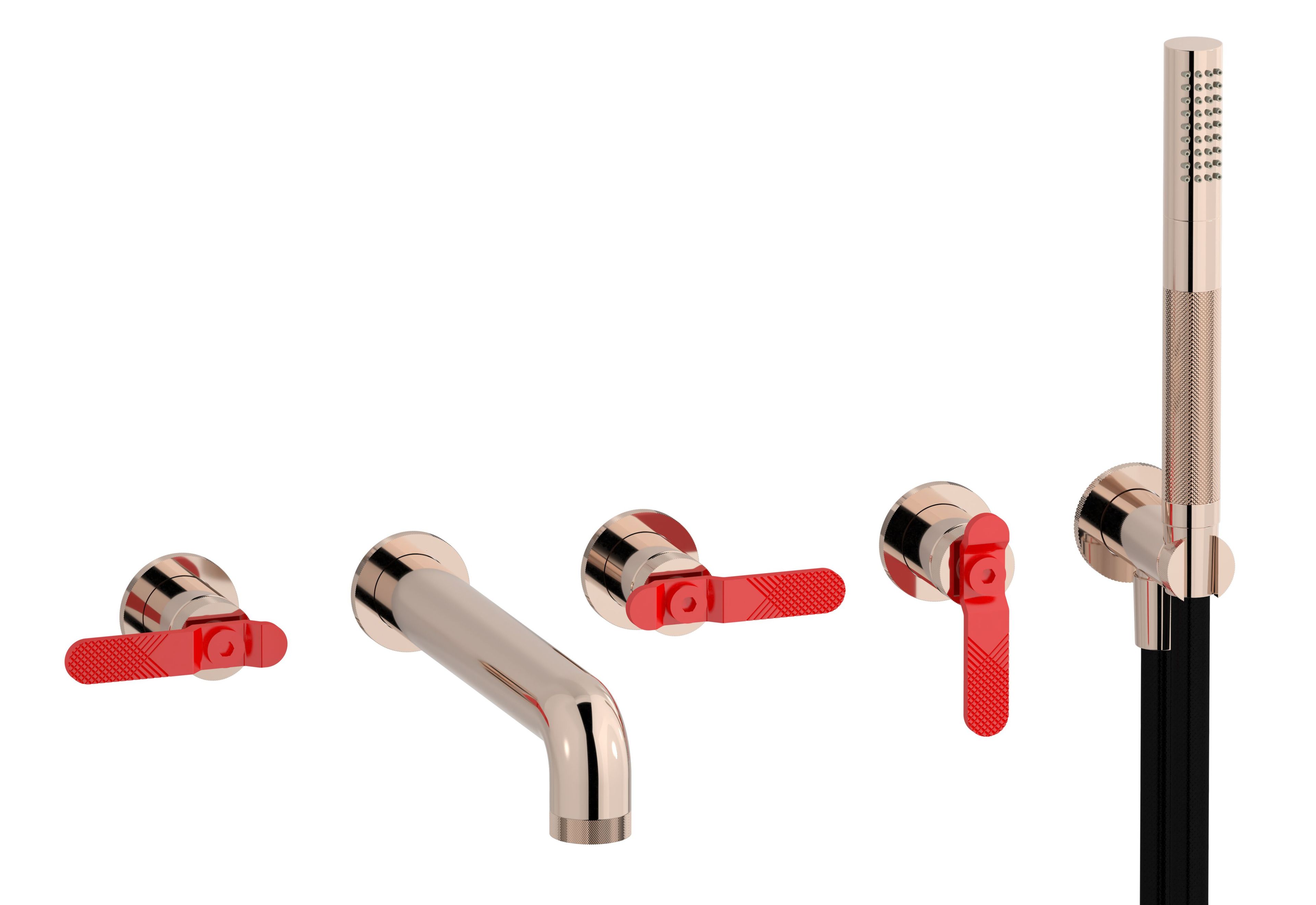 Настенный смеситель для ванны с 5 отверстиями и ручным душем IB Bold ARCH-00142517 - Вид №17