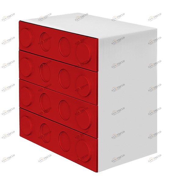 Комод детский с 4 ящиками "Леголенд" МАНДАРИН ЛЕГОЛЕНД 178722 Белый;красный Santreyd 