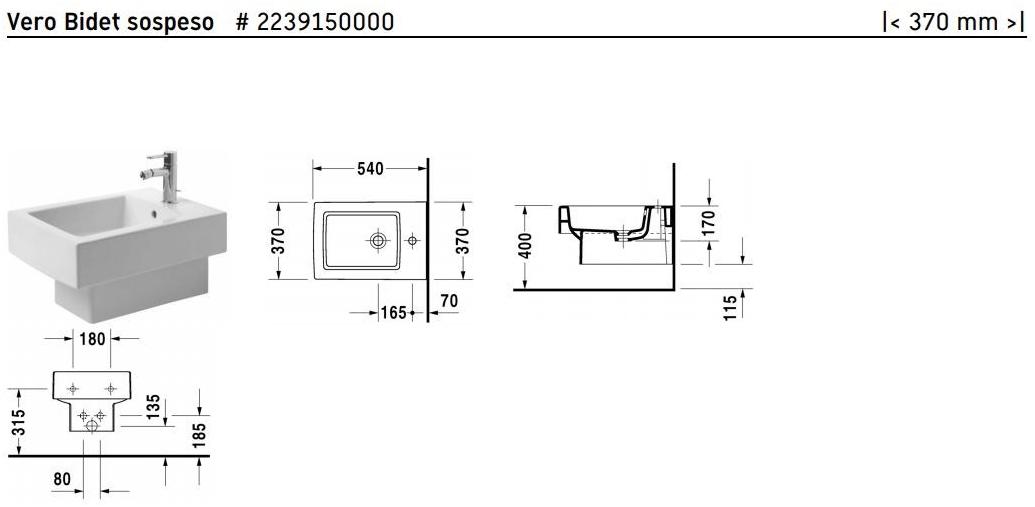 223915 Биде подвесное Vero Duravit - Вид №1
