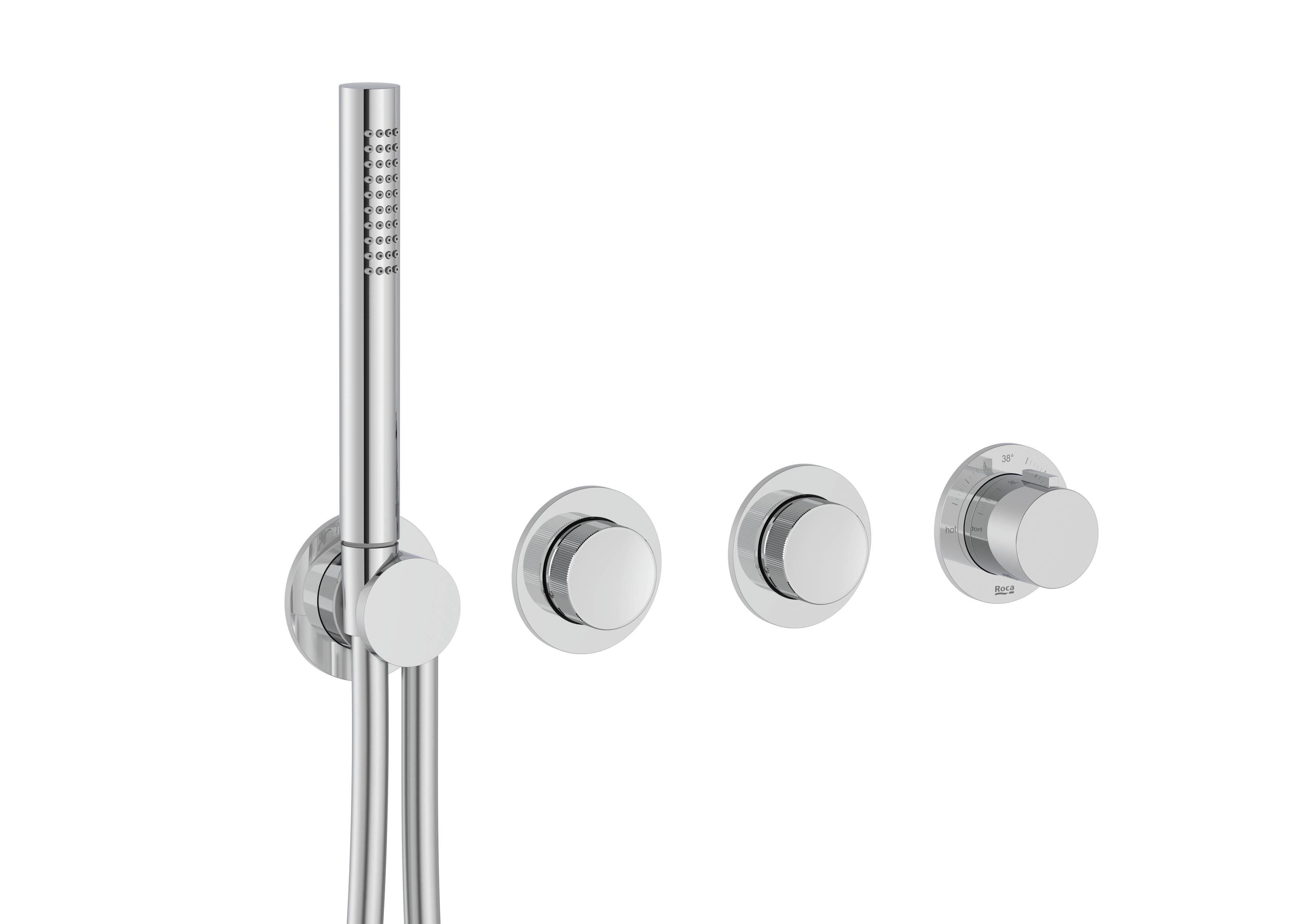 Латунный термостатический смеситель для душа с 4 отверстиями и ручным душем Roca T_Multi ARCH-00139640 - Вид №4