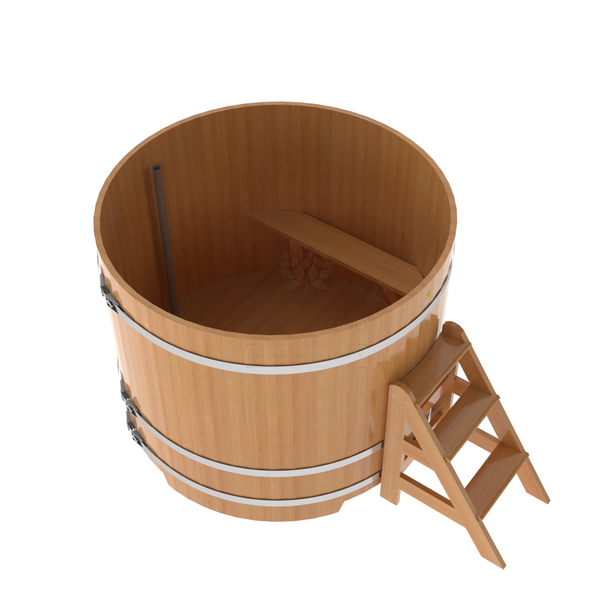 1207 Купель круглая из лиственницы d=1,50х1,2 натуральная премиум Alyarus  - Вид №1