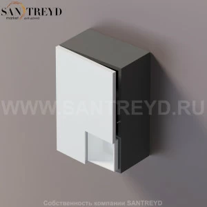 FLAT V Подвесной шкаф с мыльницей с петлями слева. Отделка: темно-серая краска и белая краска. AFXMO240042DGZ