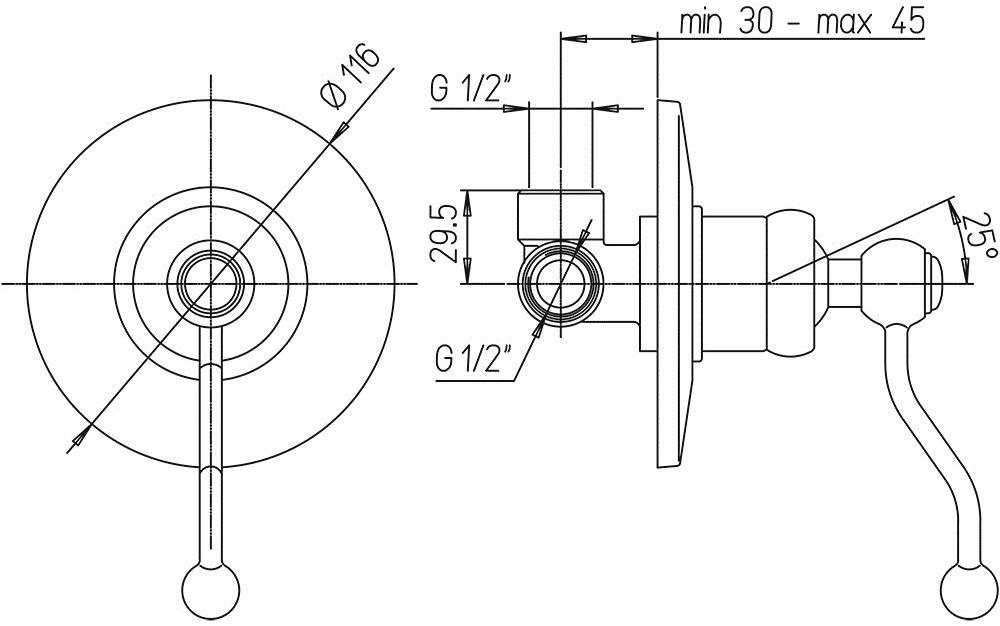 Paini Duomo 88CR690 смеситель встраиваемый для душа - Вид №1