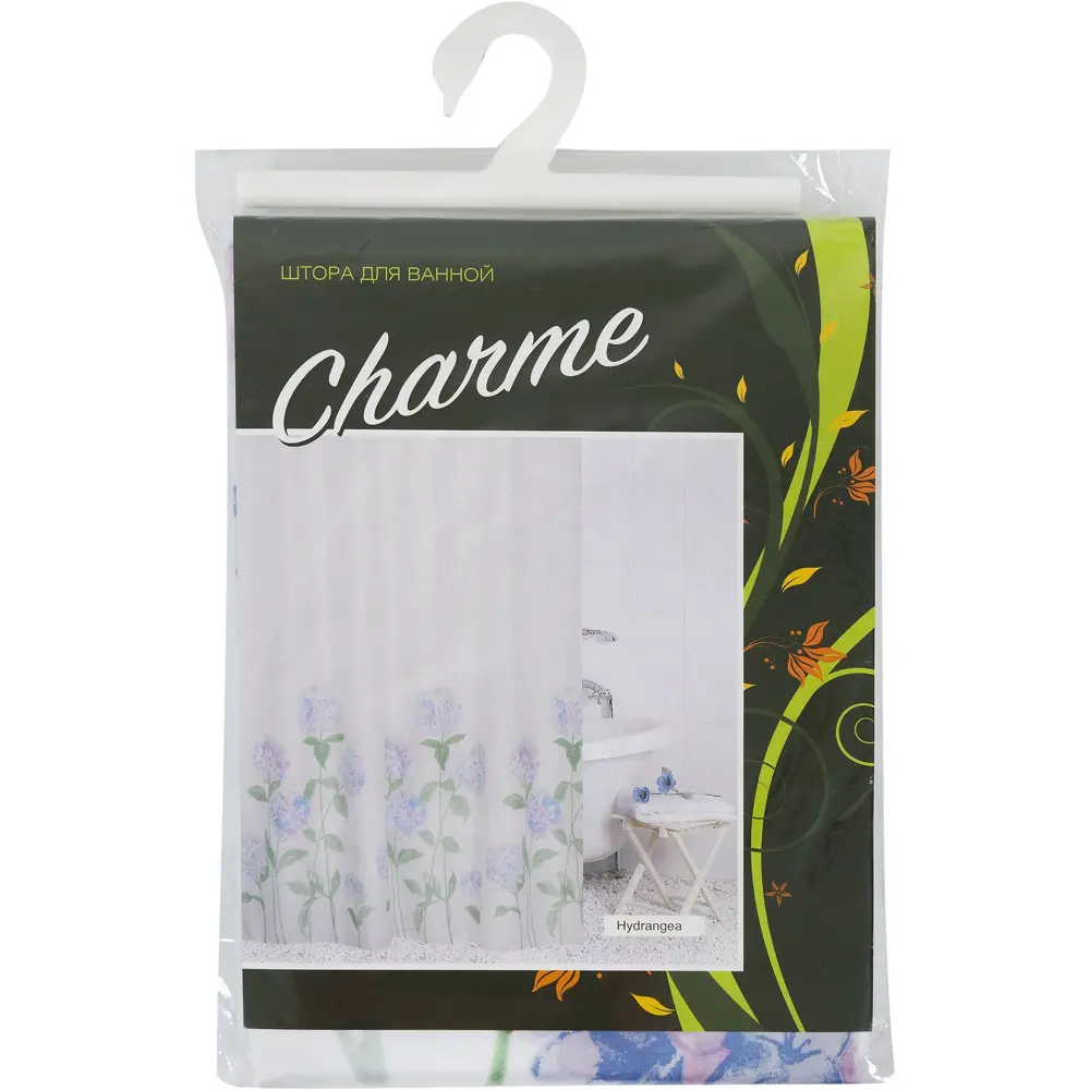 Штора для ванной комнаты «Гортензия» 180х200 см цвет белый BATH PLUS ШТОРЫ CHARME GREEN STLM-2173997 - Вид №2