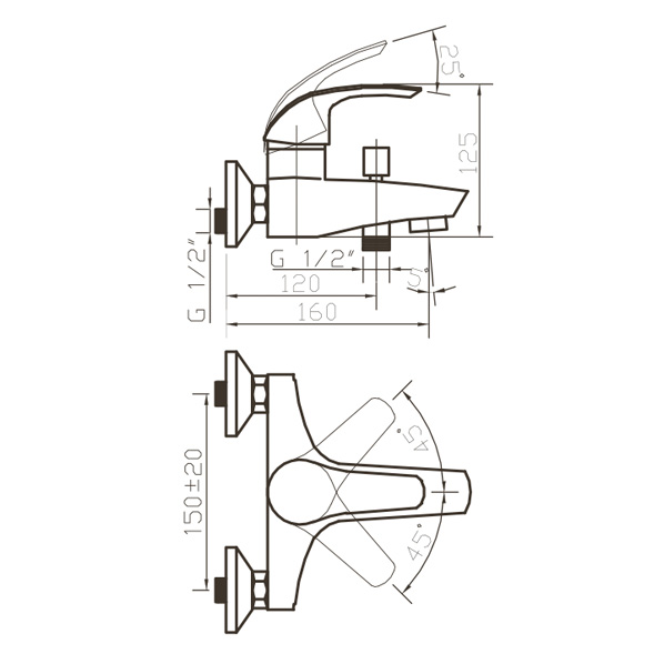 40-05P Gamma  Смеситель для ванны  ARGO kran  - Вид №1