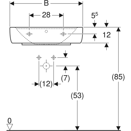 225165000 Накладная раковина Geberit Renova Plan Geberit  - Вид №3