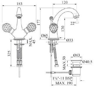 Bronces Mestre Смеситель для умывальника на одно отверстие с кристаллами swarovski® Pacifica sun-id-1379857 - Вид №1