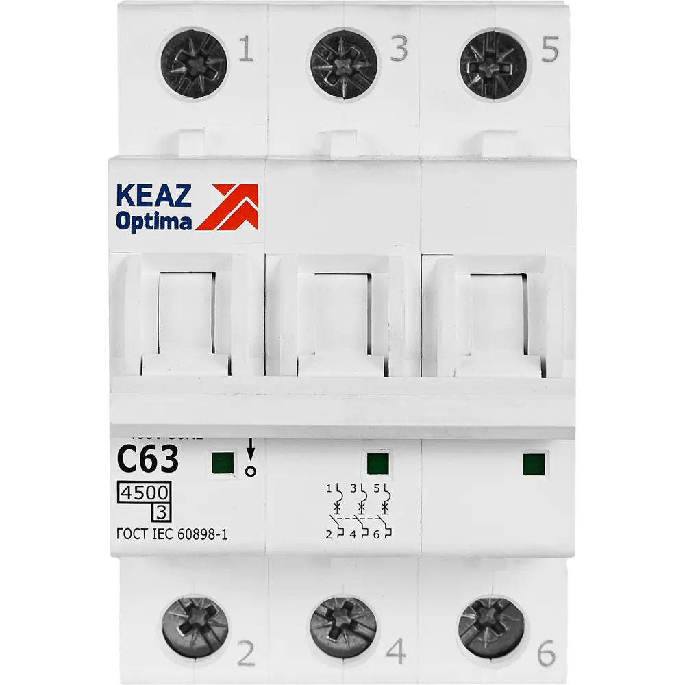 Автоматический выключатель КЭАЗ Opti Din BM63 3P 63А для надежной защиты сети 89206641 STLM-1455428 - Вид №1