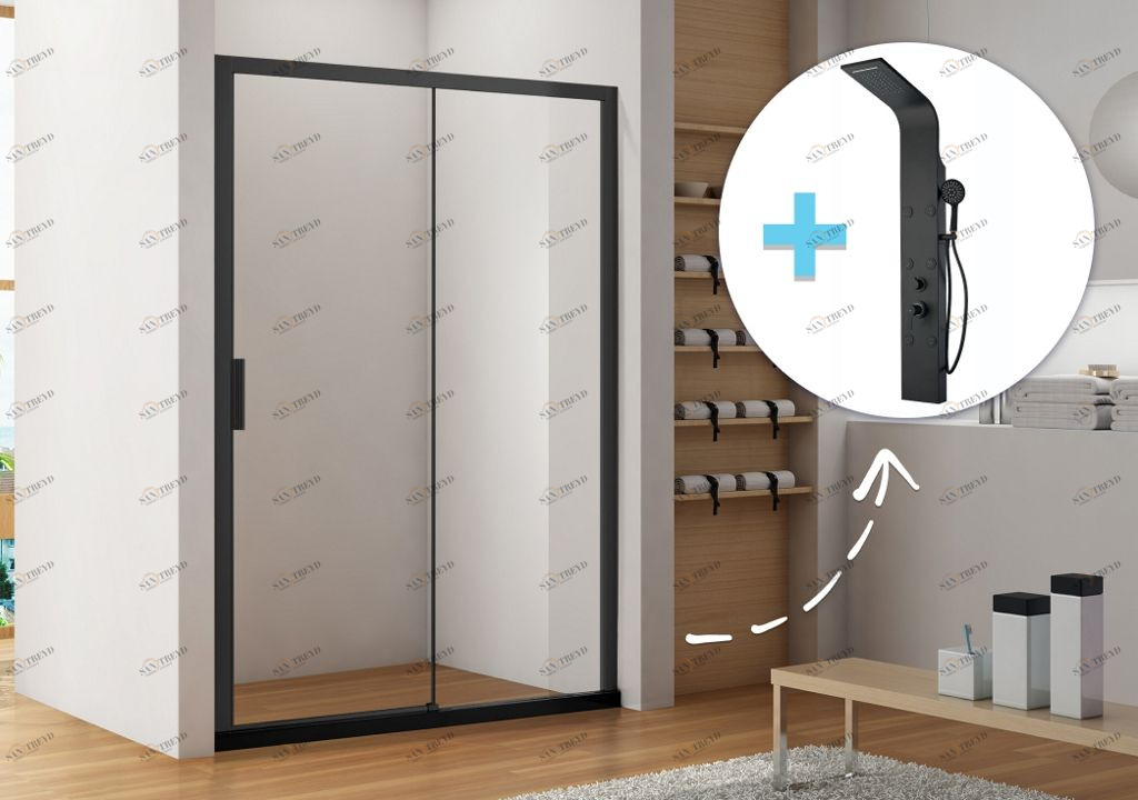 Душевая дверь Aquanet Pleasure AE60-N-120H200U-BT 120 (+ панель Aquanet Galaxy Black AP40-04) 0022549800237439