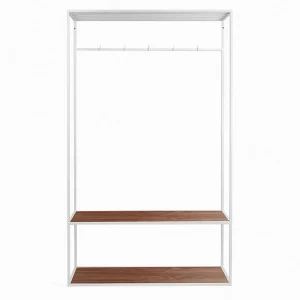 Вешалка в прихожую с полкой белая, американский орех Hallra 2 white INTELLIGENT DESIGN ВЕШАЛКИ HALLRA 261035 Белый;коричневый