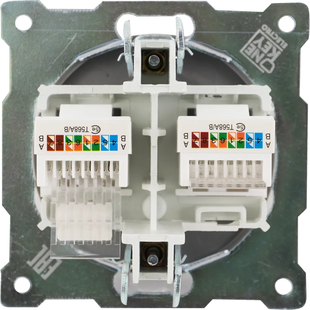Розетка компьютерная двойная встраиваемая Onekey Florence RJ45 UTP cat 5e цвет серый ONEKEYELECTRO STLM-2021507 - Вид №3