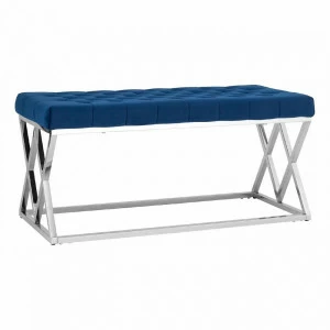 Банкетка-скамейка прямоугольная синяя с серебром "Инсигния" STOOL GROUP ДИЗАЙНЕРСКИЕ 00-3881877 Серебро;синий