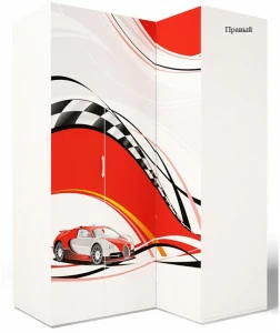 Шкаф угловой ABC-KING , гармошка La-Man левый красный