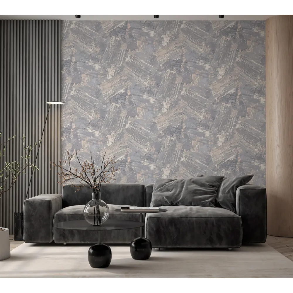 Флизелиновые обои Wallsecret Encanto серо-синие с тиснением 89363298 STLM-0834119 - Вид №3