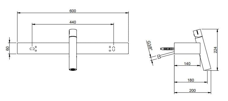 Однорычажный настенный смеситель для раковины из Cristalplant® Rubinetterie Treemme ARCH-00098295 - Вид №2