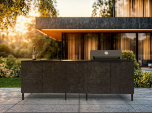 Открытая кухня с барбекю и раковиной