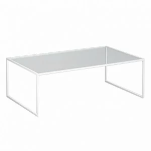 Журнальный столик стеклянный с белыми ножками 100 см London lite white INTELLIGENT DESIGN  260862 Белый;прозрачный