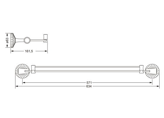 Полка 600 мм с настенными держателями JOERGER Cronos Crystal 637.00.009.000 - Вид №1