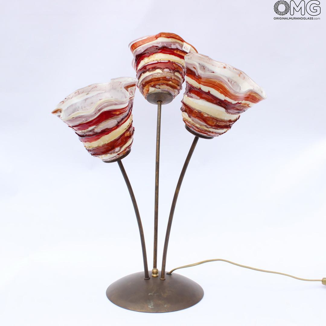 2088 ORIGINALMURANOGLASS Настольная лампа Сбруффи из муранского стекла с тремя лампочками 46 см  - Вид №1