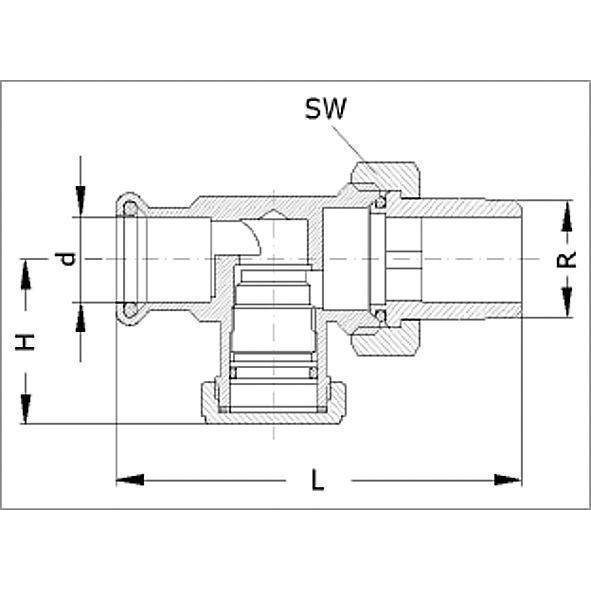 315APV1512 SANHA 15APV терморегулятор прямой, PN10, ВПр-Нр, никелированная латунь 15x1/2 мм  - Вид №1