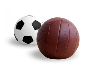 Круглый кожаный пуф