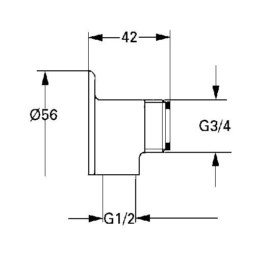 Настенное соединение GROHE, хром (12013000) Spare Parts - Вид №1