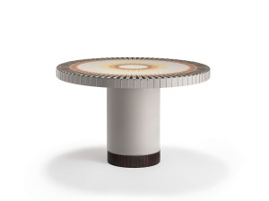 Круглый стол из дерева и стекла