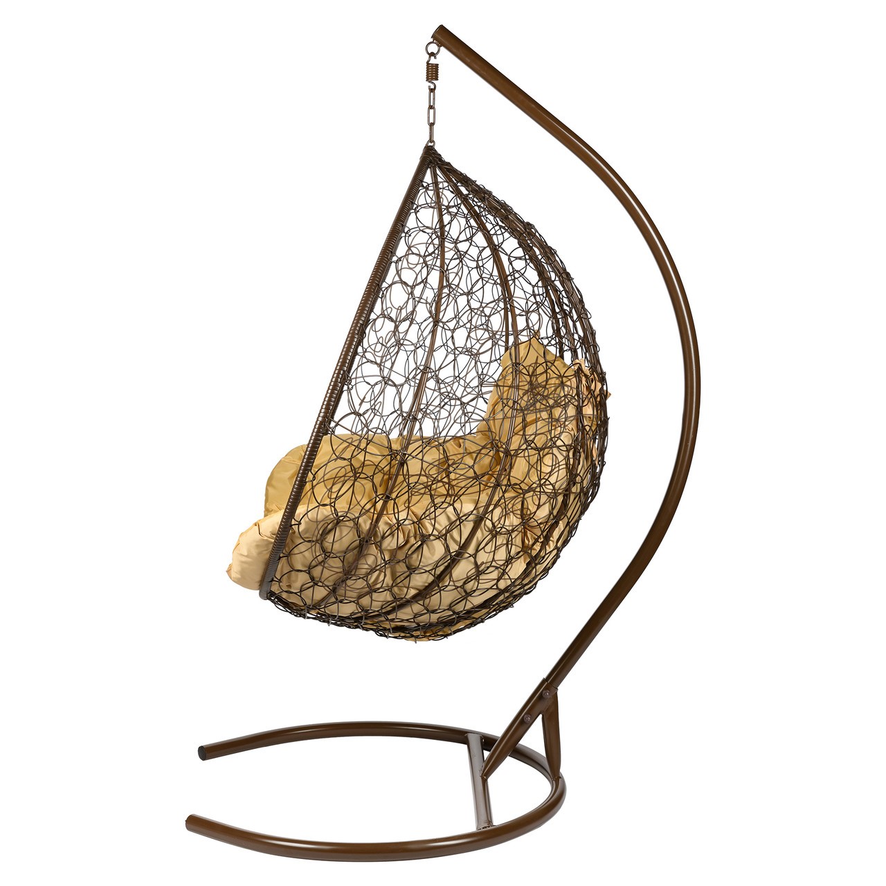 Кресло подвесное двойное коричневое с желтой подушкой Gemini Promo Brown BIGARDEN  00-3974114 Коричневый  - Вид №2