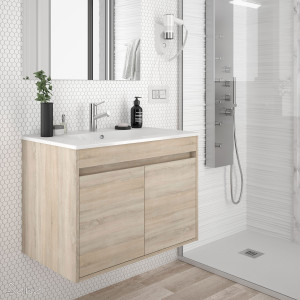 84970 SALGAR Мебель для умывальника NOJA 600 2 дв. OAK CALEDONIA + Раковина Дуб Каледония