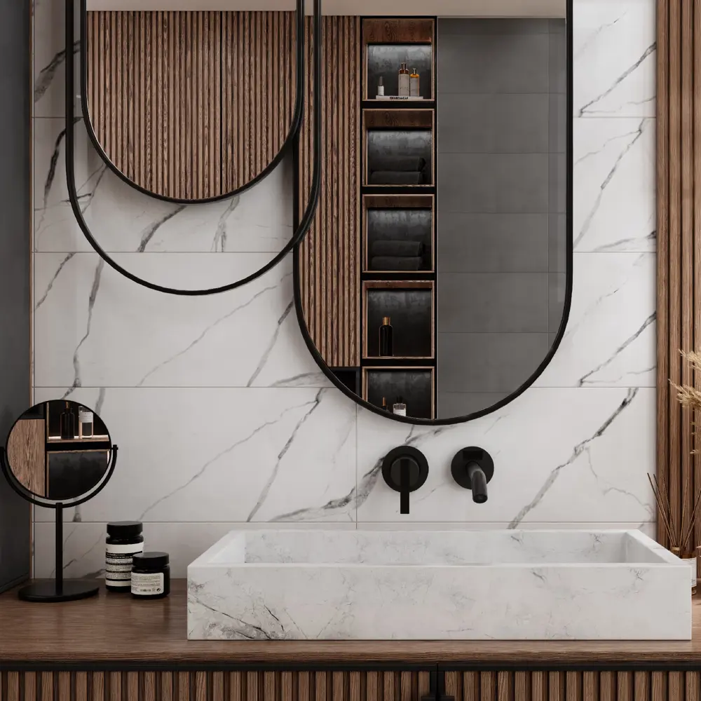 Плитка настенная Gracia Ceramica Tudor 01 25x60 см 1.2 м² глянцевая цвет белый/темно-серый мрамор 86745655 STLM-2070922