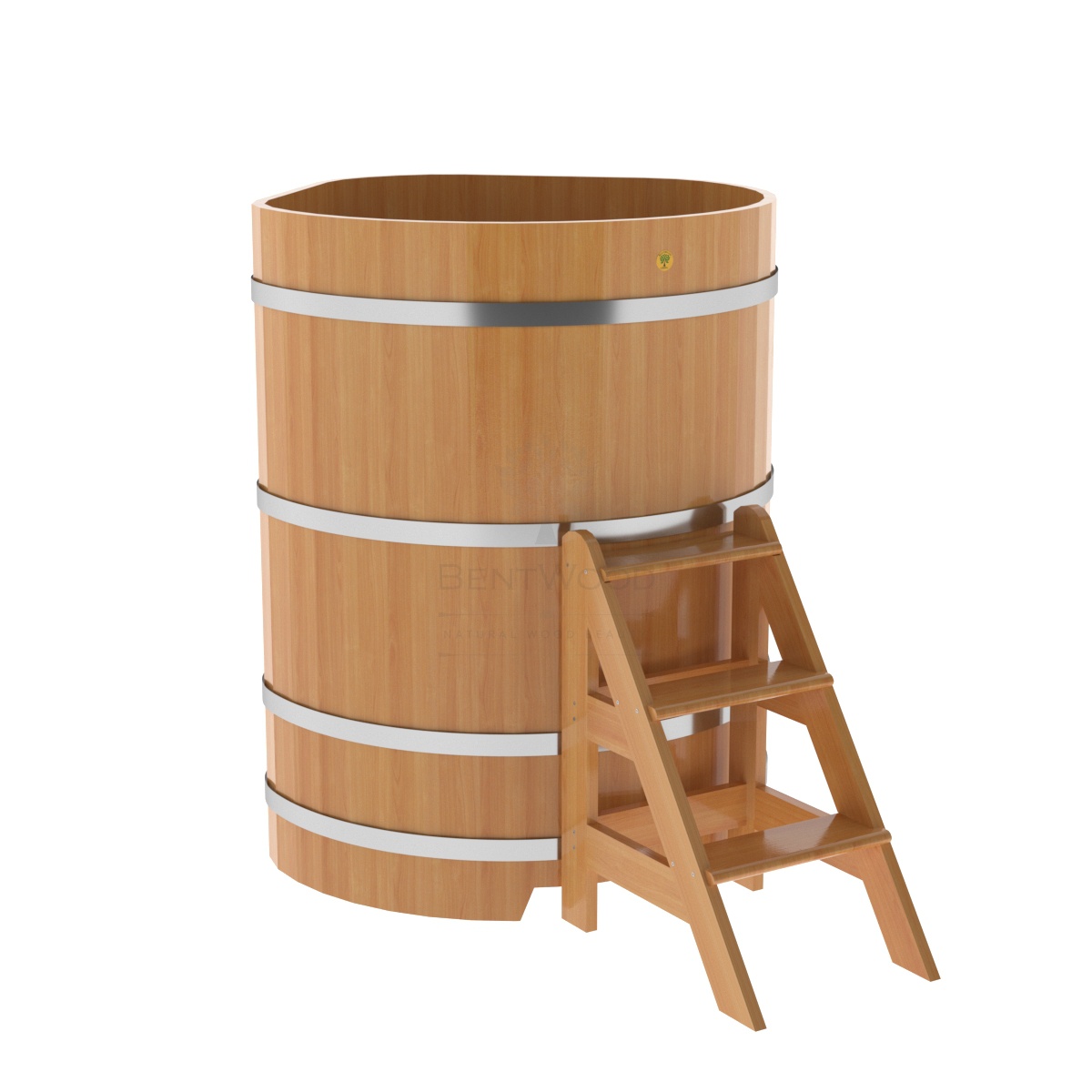 1227 Купель угловая из лиственницы 1,03х1,03х1,4 натуральная премиум Alyarus 