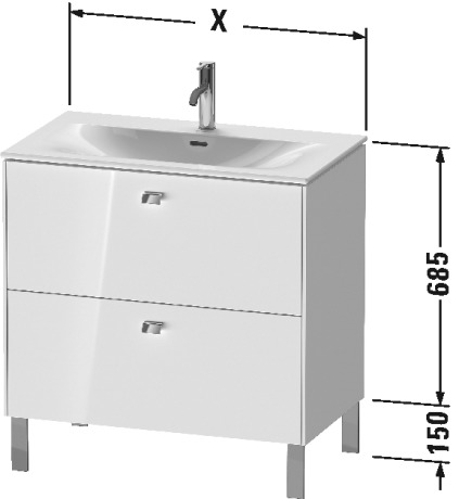 BR451200707 Brioso Тумбочка напольная Бетонно-серый матовый декор Duravit - Вид №3
