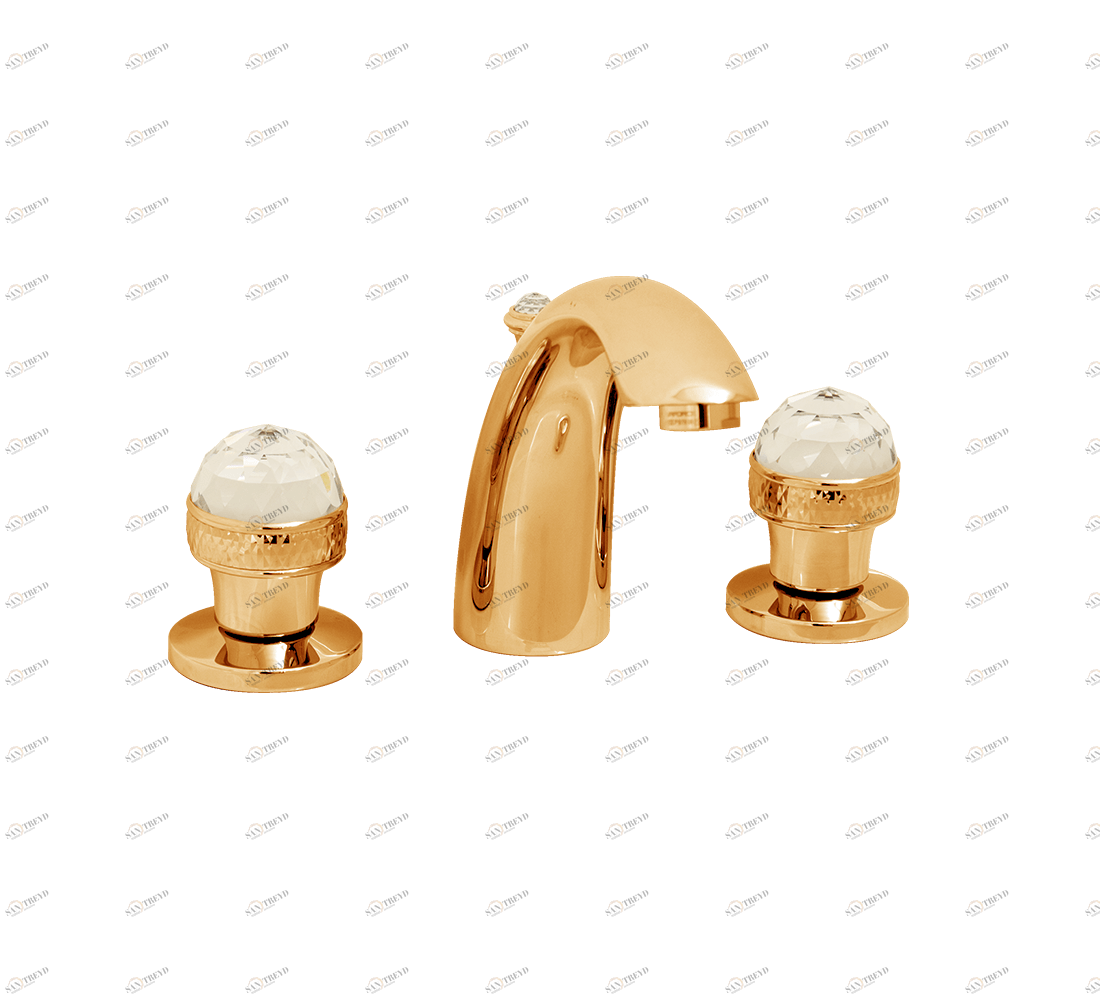 Gentry Home Смеситель для умывальника на три отверстия с выдвижным краном Crystal Темное золото GH102440