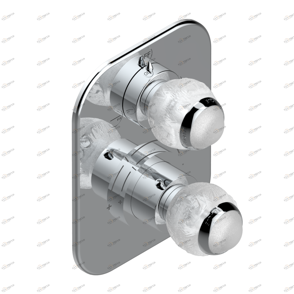 A2H-5500BE Ручка регулировки и маховик 2-канального переключателя для термостатического смесителя арт. 5500AE Thg-paris Panthere со светлым хрусталём Хром A2H 5500BE  A02 CAT.A