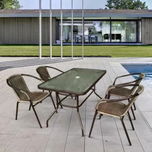 Мебель для дачи коричневая, стол и стулья на 4 персоны "Николь-3" AFINA  241106 Коричневый