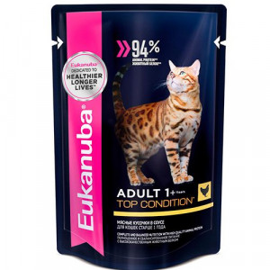 ПР0036741 Корм для кошек курица в соусе конс. пауч 85г Eukanuba