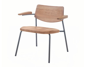 Штабелируемое кресло из нержавеющей стали и дерева с подлокотниками