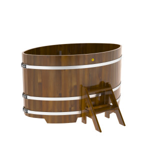 2287 Купель овальная из лиственницы Рустик 1,08х1,75х1,0 морёная Alyarus