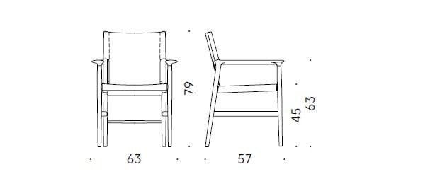 Стул с подлокотниками из массива дуба и кожи DE PADOVA Sunset ARCH-00098424 - Вид №4