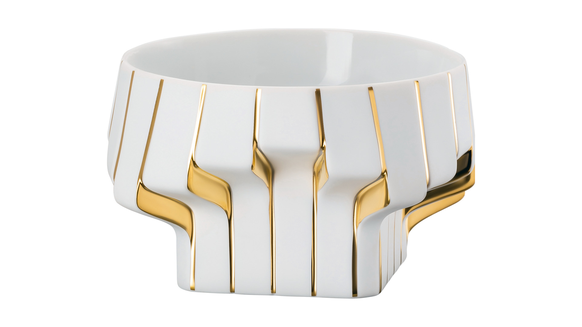 10640567 Rosenthal Чаша Rosenthal Полосы 16см, фарфор, белая, золотая (Заха Хадид) Фарфор  - Вид №2