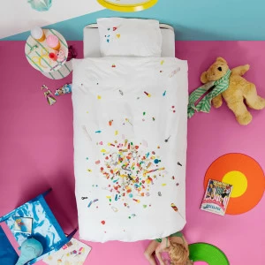 Детское постельное белье односпальное "Конфетный взрыв" 150х200 см SNURK  335436 Белый;красный;желтый