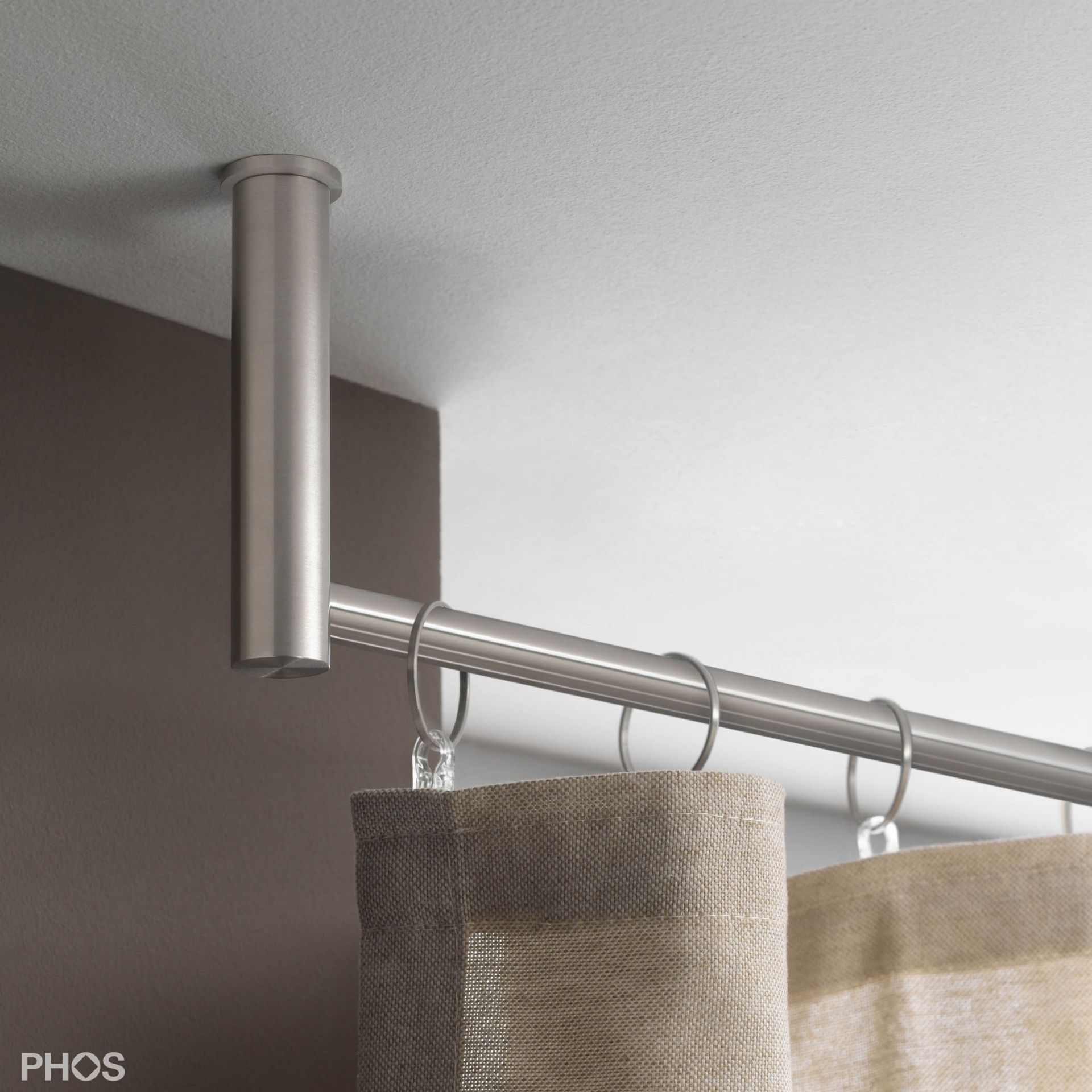 VS20-100E2000-D Комплект карнизов: 200 см с 2 концевыми кронштейнами (среднее расстояние до потолка) PHOS 