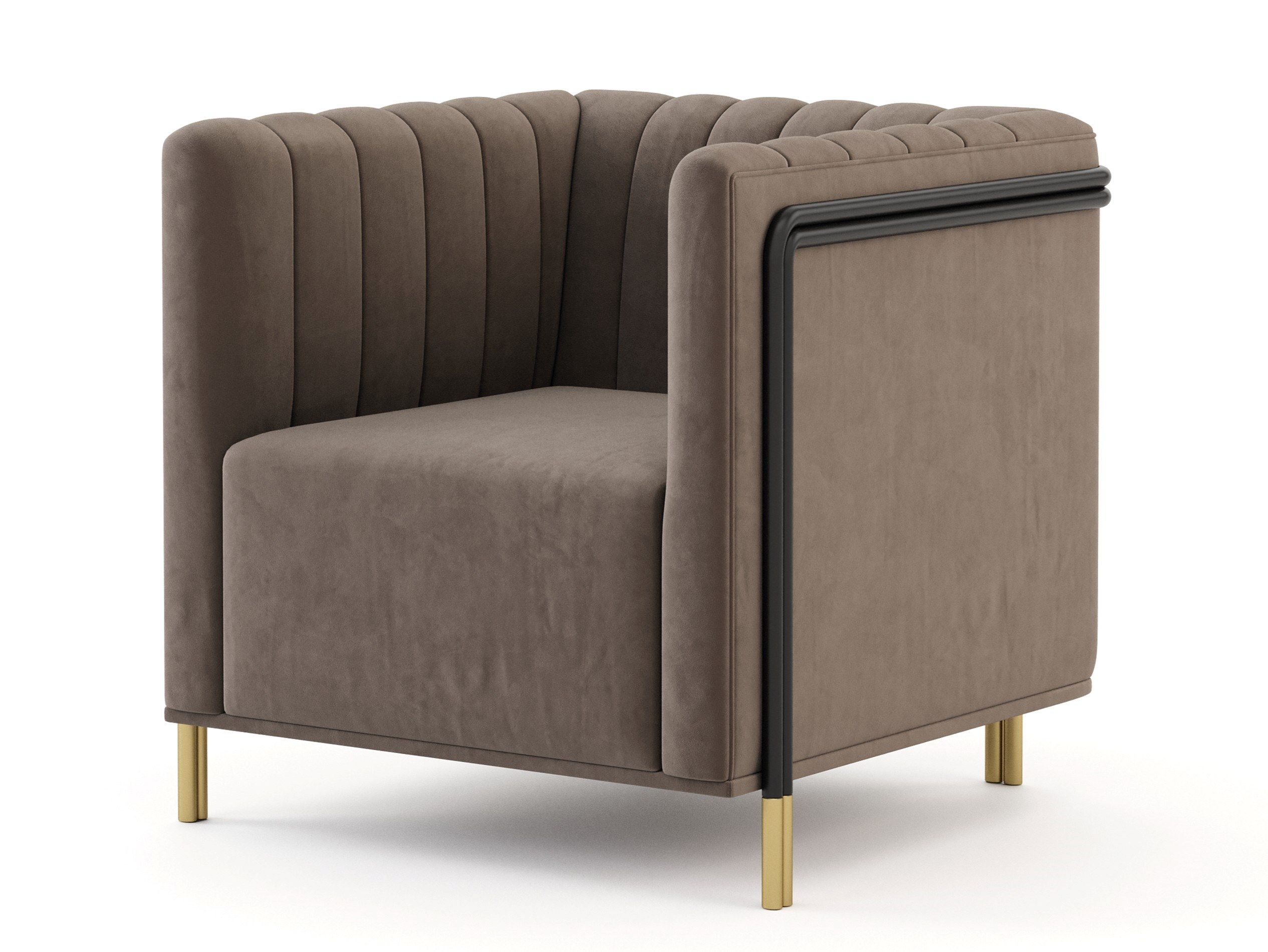 Мягкое кресло с подлокотниками из микрофибры и бархата Stylish Club ARCH-00142925