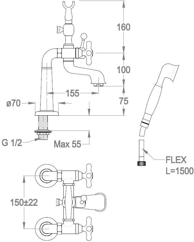 Fir Italia Смеситель для ванны с ручным душем Alison 33 3347872 - Вид №2