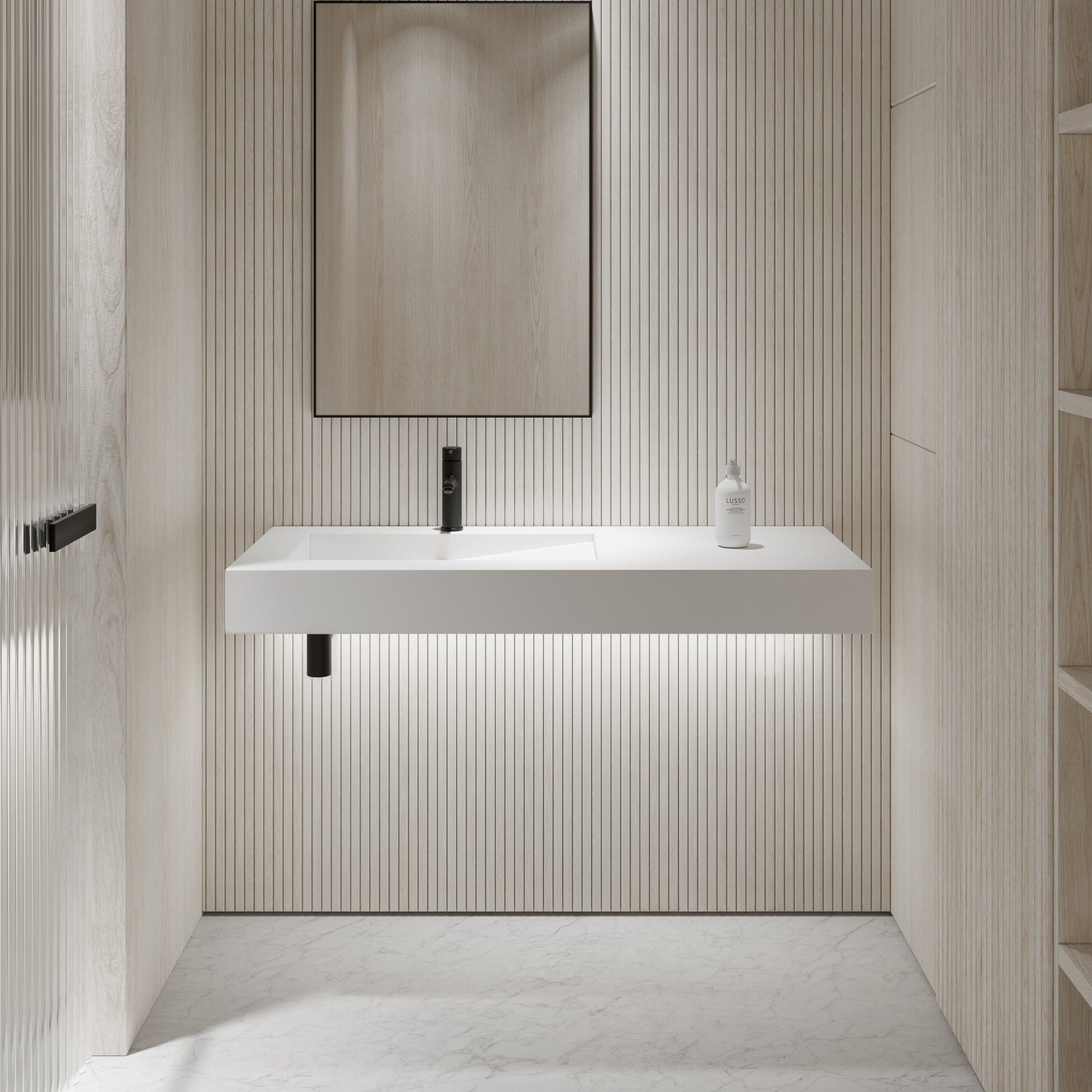 Прямоугольный одиночный подвесной умывальник из смолы LUSSO SLOPE ARCH-00010350 - Вид №3