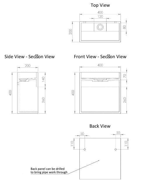 Прямоугольный одиночный подвесной умывальник из смолы LUSSO BLOK ARCH-00136938 - Вид №5