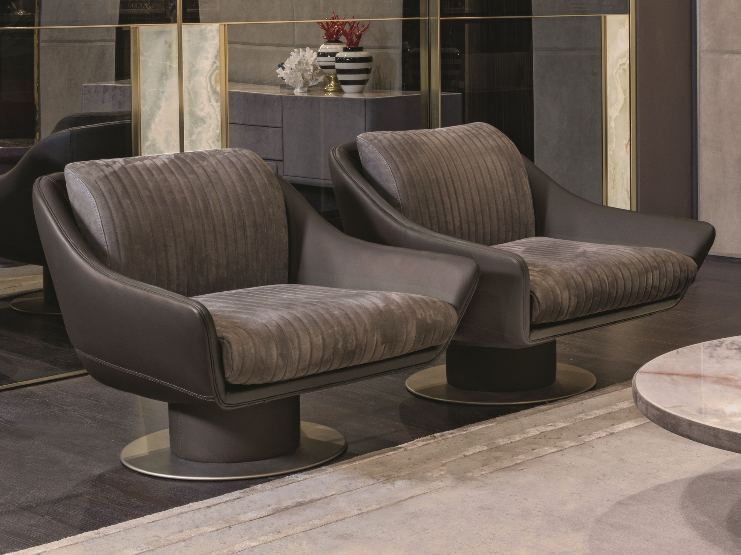 Вращающееся кресло с подлокотниками Longhi Loveluxe 2019-Rhythm collection ARCH-00133697