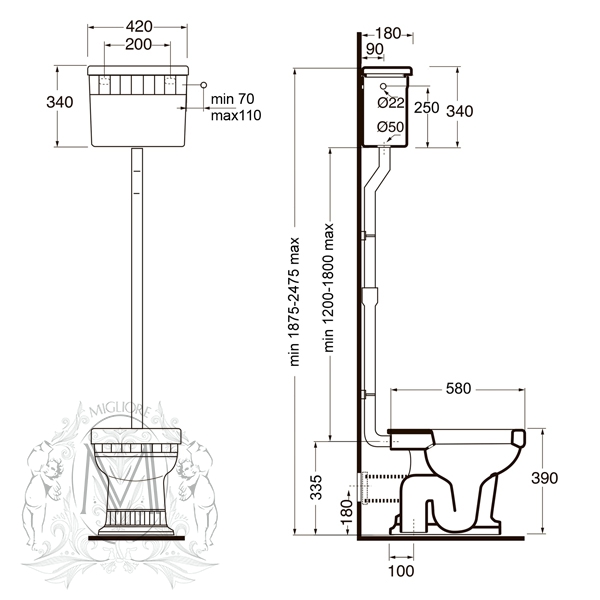 ML.GNT-25.811.CR Компакт унитаз с бачком Хромированный Migliore  Италия  - Вид №6