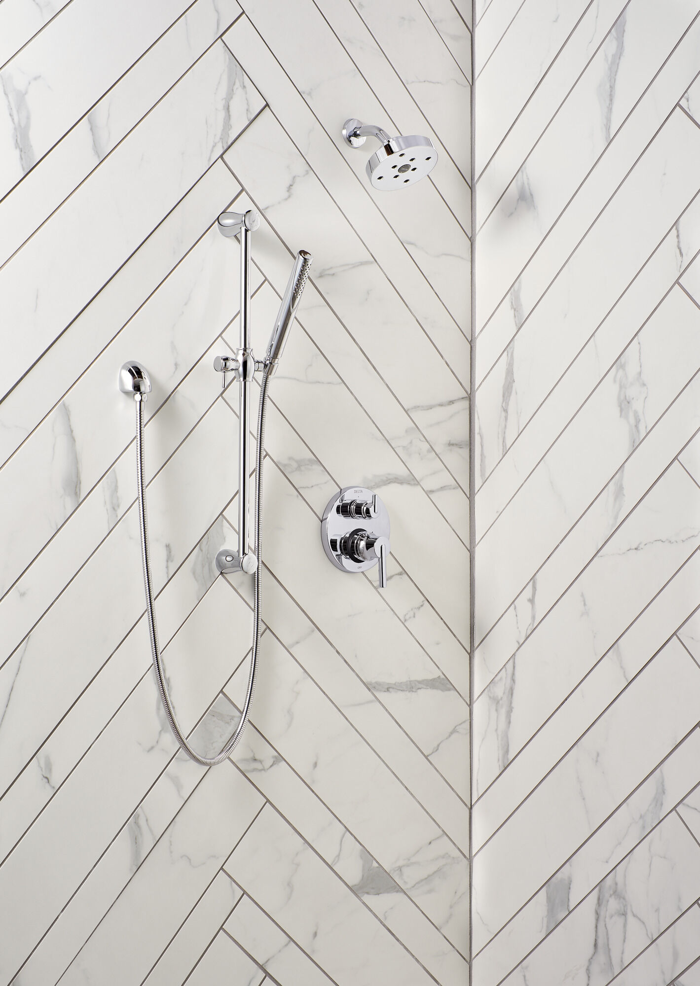 T24859 Трим клапана Contemporary Two Handle Monitor® серии 14 со встроенным переключателем на 3 положения Delta Faucet Delta Хром - Вид №3